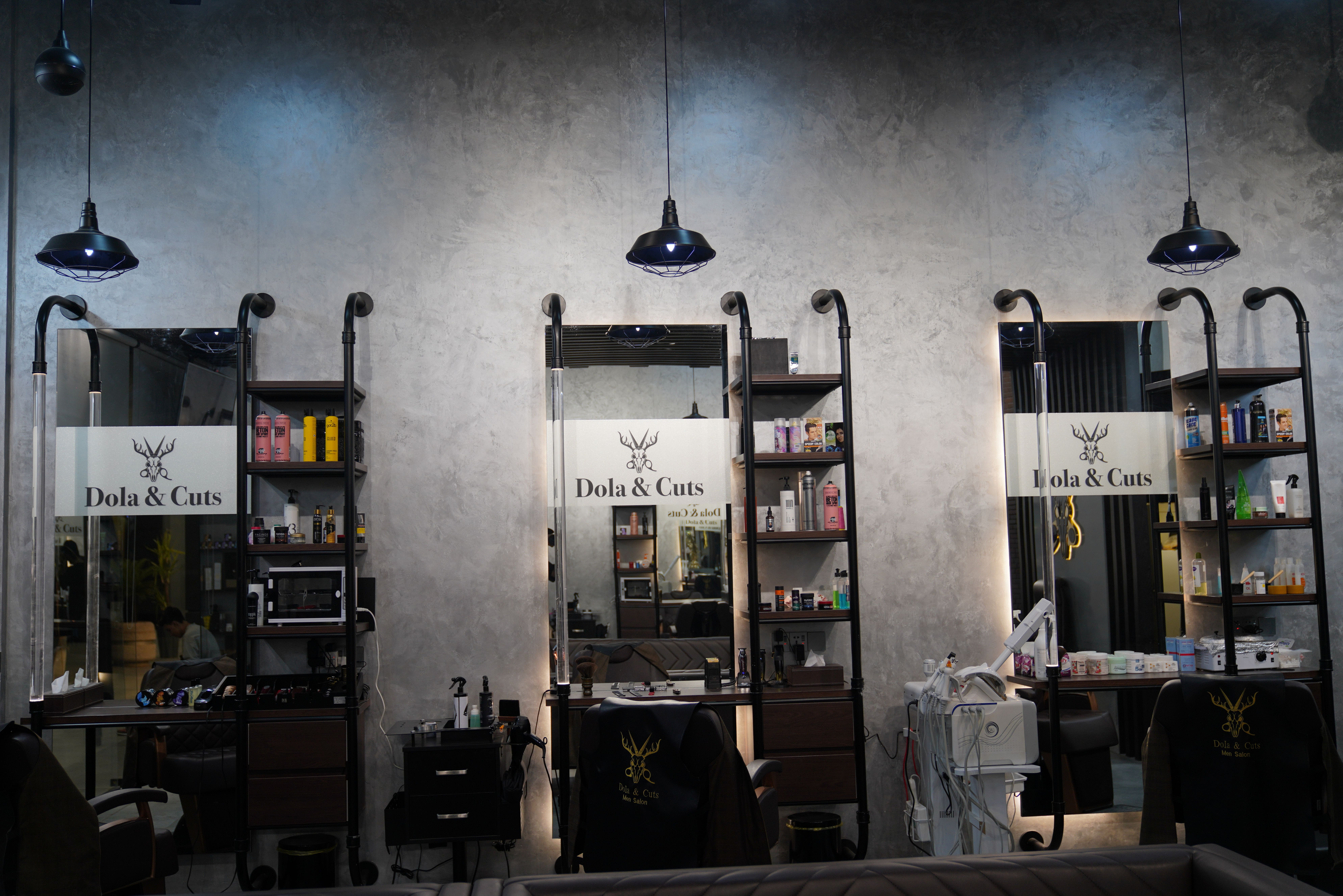 DolaCuts barbers lounge area